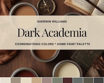 Palette de couleurs sombres Academia : schéma de peinture pour toute la maison Sherwin Williams, palette de couleurs sombres Moody (téléchargement PDF)