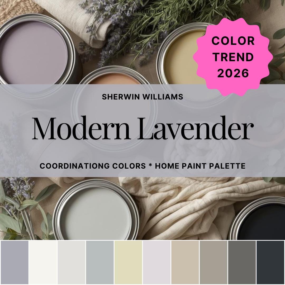 Sherwin Williams Modern Lavender: Purple Paint Color Palette 2026 Trending  Color (PDF Download) - Etsy Israel, image size:1080x1080