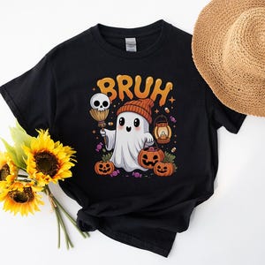 Bruh Geist Halloween Süßes Geist-Trick-or-Tree Süßigkeits-T-Shirt Lustiges gruseliges Kostüm-T-Stück für Jungen-Mädchen-Halloween-Party-Oberteil