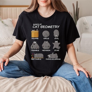 Cat Geometry Math Funny Cat Lover T-Shirt – Cute Math Pun Tee for Cat Dad Mom Kids, Back To School Shirt Gift for Teachers & Students
