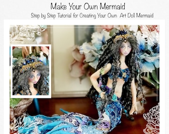 Tutoriel et patron PDF de poupée sirène en tissu