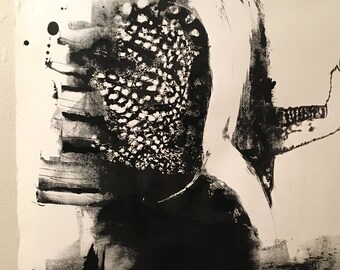 La inmersión - monotipo con dibujo añadido - artista Karim Shuquem