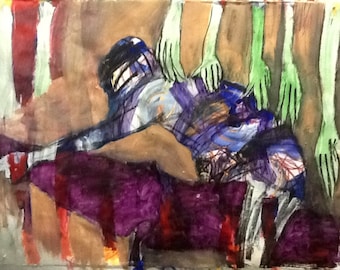 El luchador - dibujo enmarcado de gran tamaño - artista Karim Shuquem