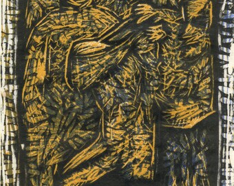 Ignorancia aplicada - linograbado reductivo - artista Karim Shuquem