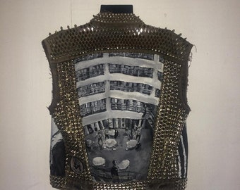 Condado de Los Ángeles - Chaqueta vaquera con tachuelas pintadas