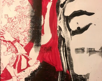 Long Walk Away - monotipo con dibujo de Karim Shuquem