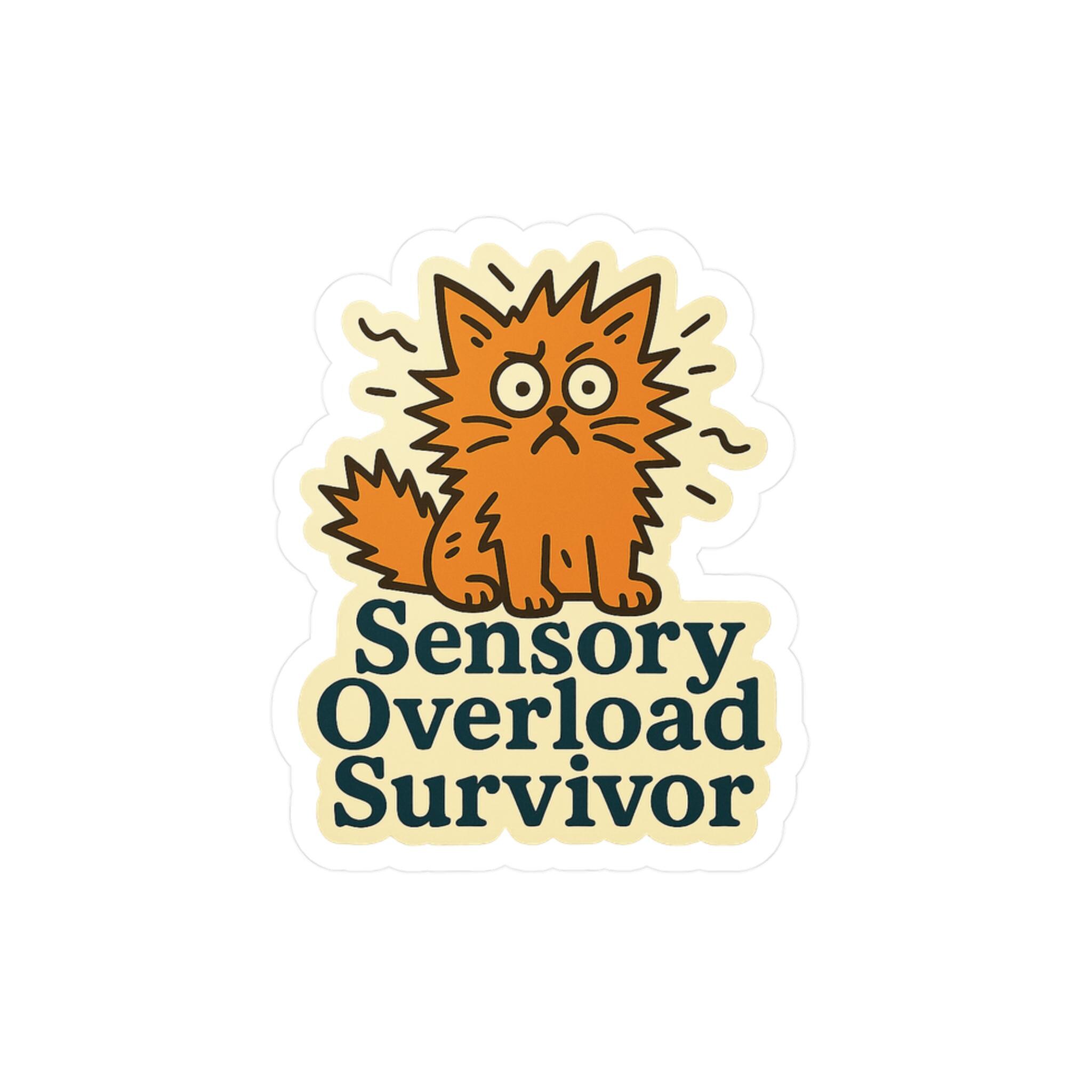 Sensory overload Survivor Cat Sticker, Autism ADHD Neurodivergent Vinyl ...