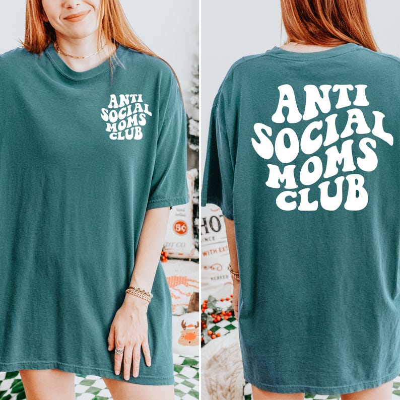 Camiseta del Club de Mamás Antisociales, divertida para mamás, antisocial, regalo para mamás introvertidas, regalo para el Día de la Madre, vida de mamá imagen 1