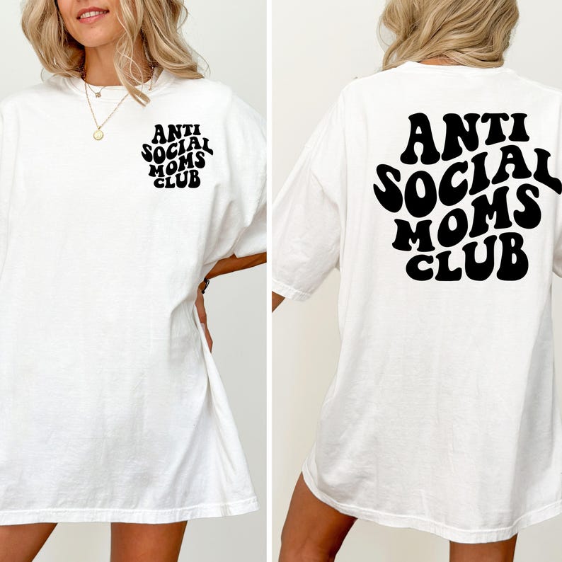 Camiseta del Club de Mamás Antisociales, divertida para mamás, antisocial, regalo para mamás introvertidas, regalo para el Día de la Madre, vida de mamá imagen 2