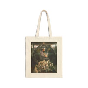 Vintage Dollar Heist Cotton Canvas Tote Bag | Eco-Friendly, Shopping, Gift Bag, Art Tote, Movie Inspired