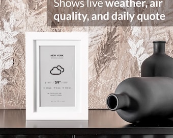 EInk Smart Weather Display: Hand Finished Wood Frame, Unique Office Decor