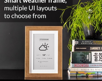 Gold Wood E-Ink Weather Display | Forecast, Quotes and WiFi Updates