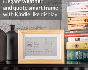 Handmade Wooden Weather Station with Epaper Screen: Minimalist Desk Decor