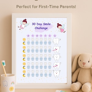 Journal de brossage des dents pour enfants : suivi de la routine dentaire quotidienne, tableau des habitudes d'hygiène imprimable pour garçons et filles