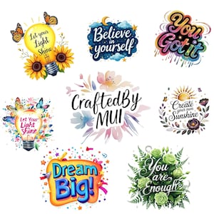 17 PNG Inspirational Quotes Clipart, Motivational Phrase Illustrations, Positive Art, Inspirational Quotes, Digital Inspirational PNG&#39;s