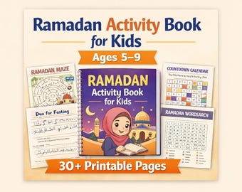 Ramadan Activity Book for Kids Ages 5-9 – Islamic Printable Workbook (Digital Download)