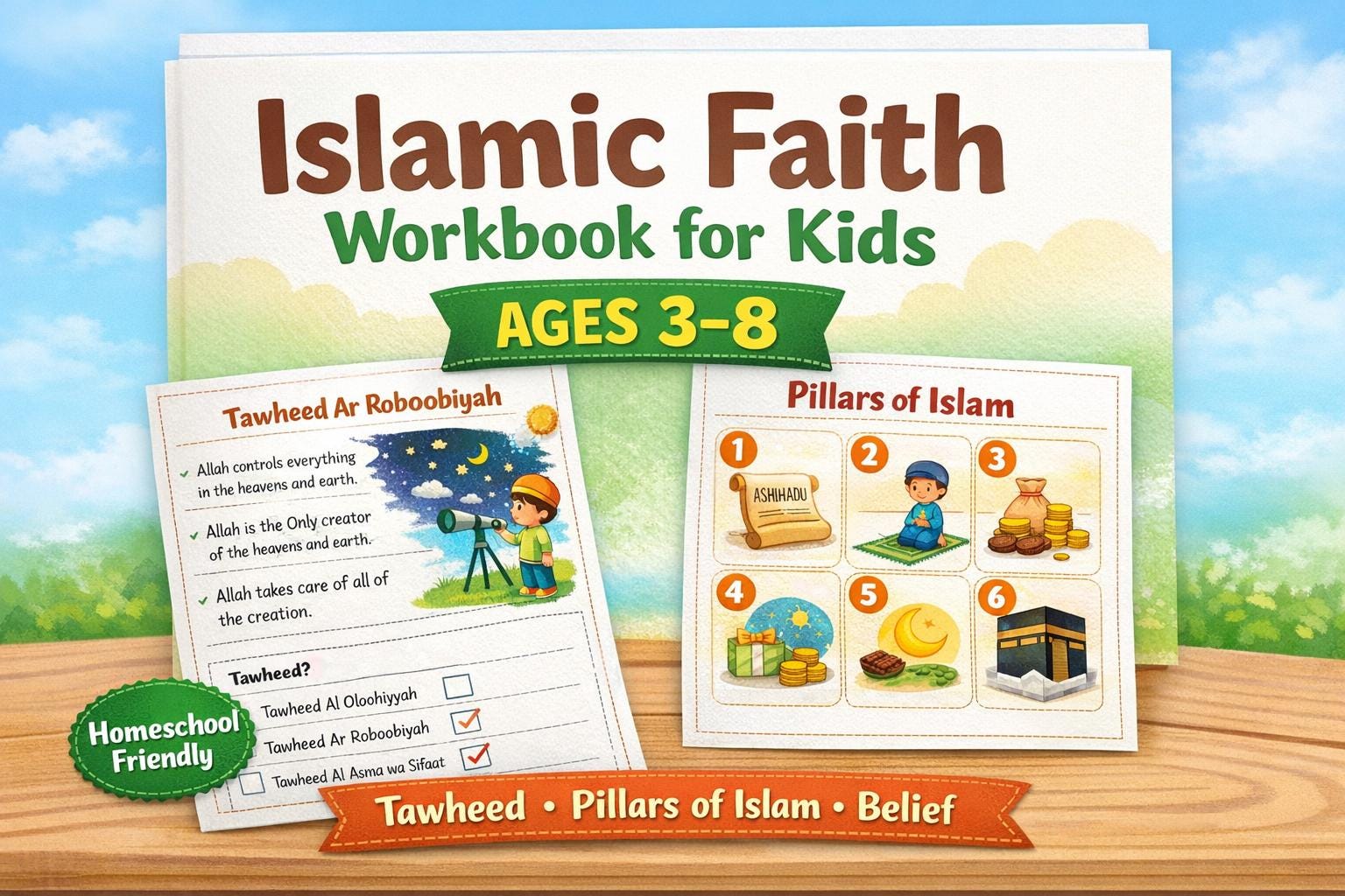 Islamic Faith Workbook for Kids – Tawheed & Pillars of Islam (ages 3-8 ...