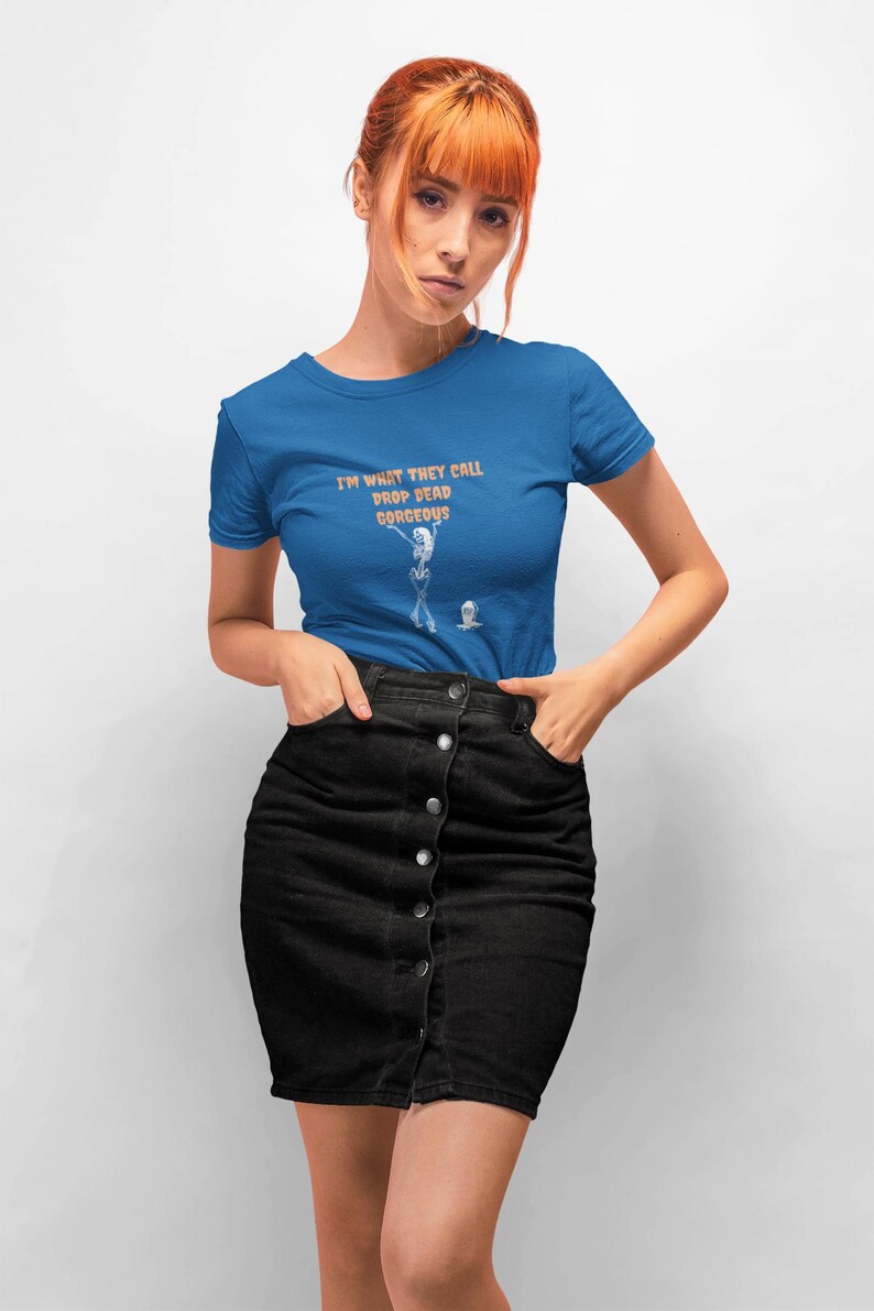 Drop Dead Gorgeous Halloween Tee - Skeleton Graphic Unisex Cotton T-Shirt image 5