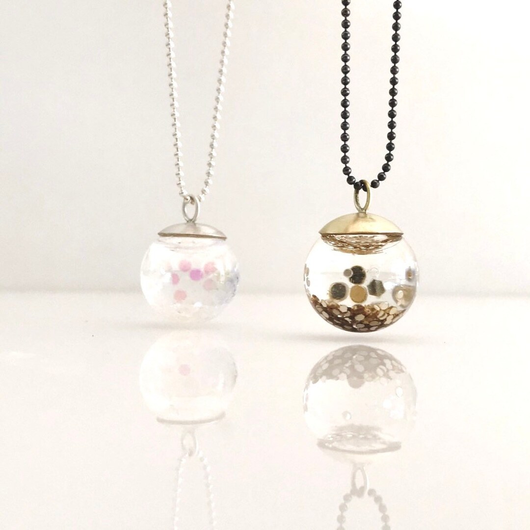 Snow Globe Necklace Glitter Filled Orb Necklace Etsy