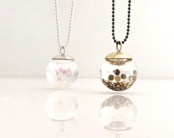 Snow Globe Necklace - Glitter Filled Orb Necklace