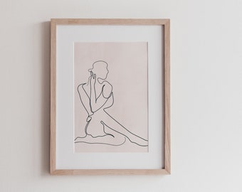 Abstract Figure Line Drawing, Instant Digital Download, Print from Home, Modern Simple Clean Organic Human Art, Boho Nordic