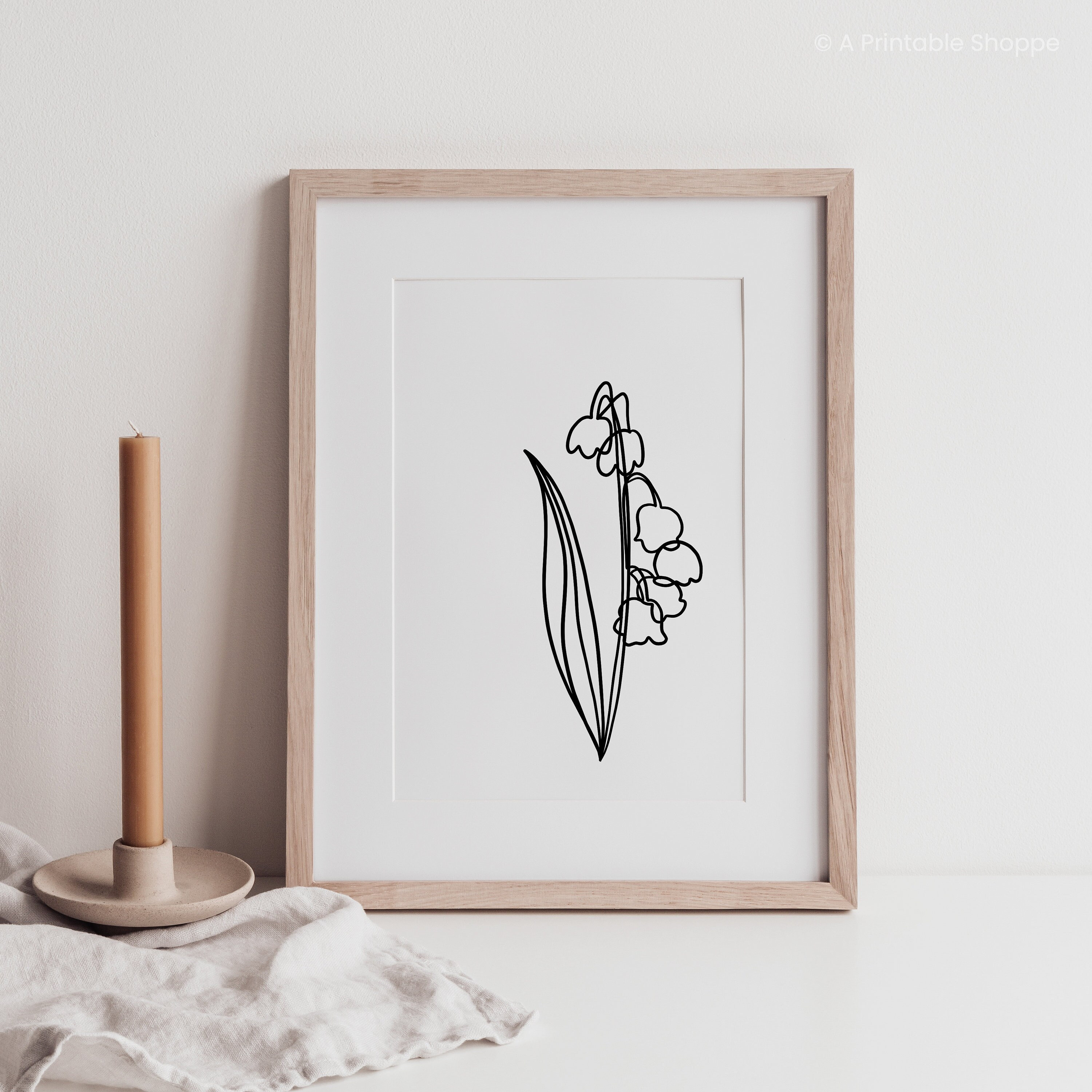 Lily of the Valley Minimalist Drawing Art, Instant Digital