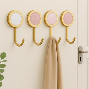 Decorative Brass Coat Hooks Wall Hooks Mother of Pearl Key Hooks Hangers Wall Mount Towel Hook, Entryway Storage, Vintage Home Decor Accent