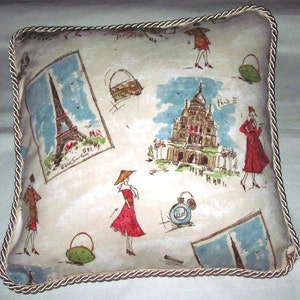 Chic French Country Shabby Romantic Cottage Pillow Paris Parisian Blue Ivory Eiffel Tower