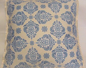 French Country Cottage Garden Provence Blue Ivory Pillow Toile