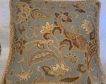 Farm FreshFrench Country Floral Paisley Pillow Cottage Blue Beige Brown Provence Provencal