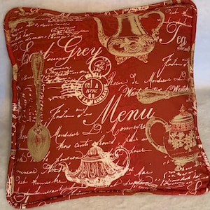 French Country Cottage Pillow Red Ivory Provence FarmHouse English Tea