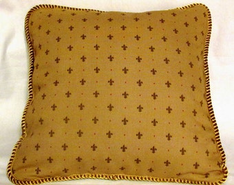 Gold Fleur De Lis French Country Cottage Feather Down Pillow