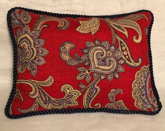 Country French Pillow Fresh Farm Cottage  Blue Red Floral Paisley