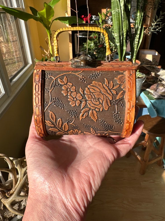 Wood and leather purse