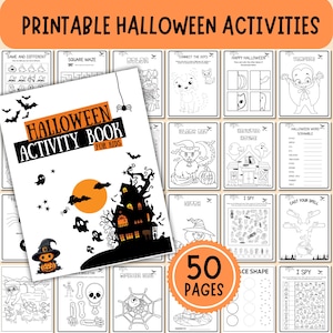 50 Printable Halloween Activities for kids, Halloween worksheets, Halloween Coloring Pages, Halloween activity Bundle kids, Printable PDF