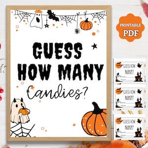 Guess How Many candies Guessing Game Printable, Fun Halloween Game For Adults, Kids party Game, Office Game Shower Game, Class Party Game
