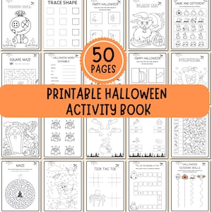 50 Printable Halloween Activities for kids, Halloween worksheets, Halloween Coloring Pages, Halloween activity Bundle kids, Printable PDF