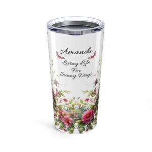 Personalized Floral Tumbler: Insulated Stainless Steel Travel Mug