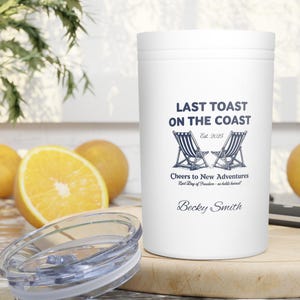 Bachelorette Beach Tumbler – 11oz Bride Travel Mug, Last Toast on the Coast Party Cup, Bridesmaid Favor, Custom Summer Wedding Gift