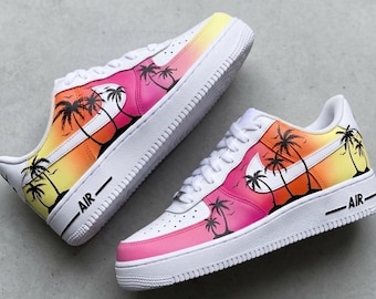 Personalisierte Palme Air Force 1 | Miami Beach 90er Jahre Style Sneakers |