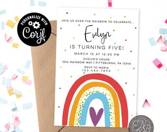 Rainbow Birthday Digital Invitation