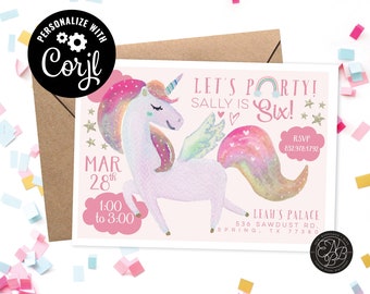 Birthday Unicorn Digital Invitation