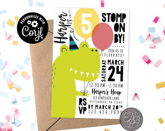 Dino Stomp Birthday Digital Invitation