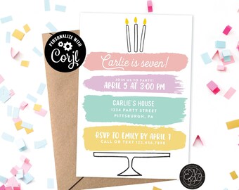 Layer Cake Birthday Digital Invitation