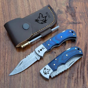 Personalized Pocket Knife-Engraved Handmade Folding Knife, Custom Birthday Gift, Firefighter Gift, Unique Fathers Day Gift, Gift for Husband