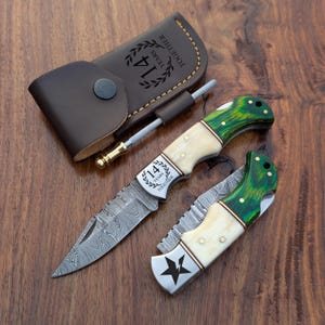 Handcrafted Pocket Knife – Custom Folding Knife, Personalized Gift for Him, Groomsmen Gift, Birthday Gift, Father&#39;s Day, Unique Mens Knife