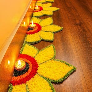 set of 8 sunflower rangoli mats for diwali/ hoysewarming / gift item