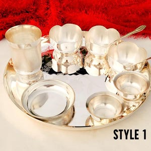 Dinner Set: German Silver  Thali Plate with Bowls