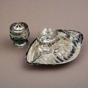 german silver kumkum bowl set for housewarming/ diwali
