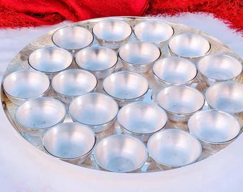 German Silver Pooja Thali Set – Antique Finish Worship Plate, Bhog Serving Tray